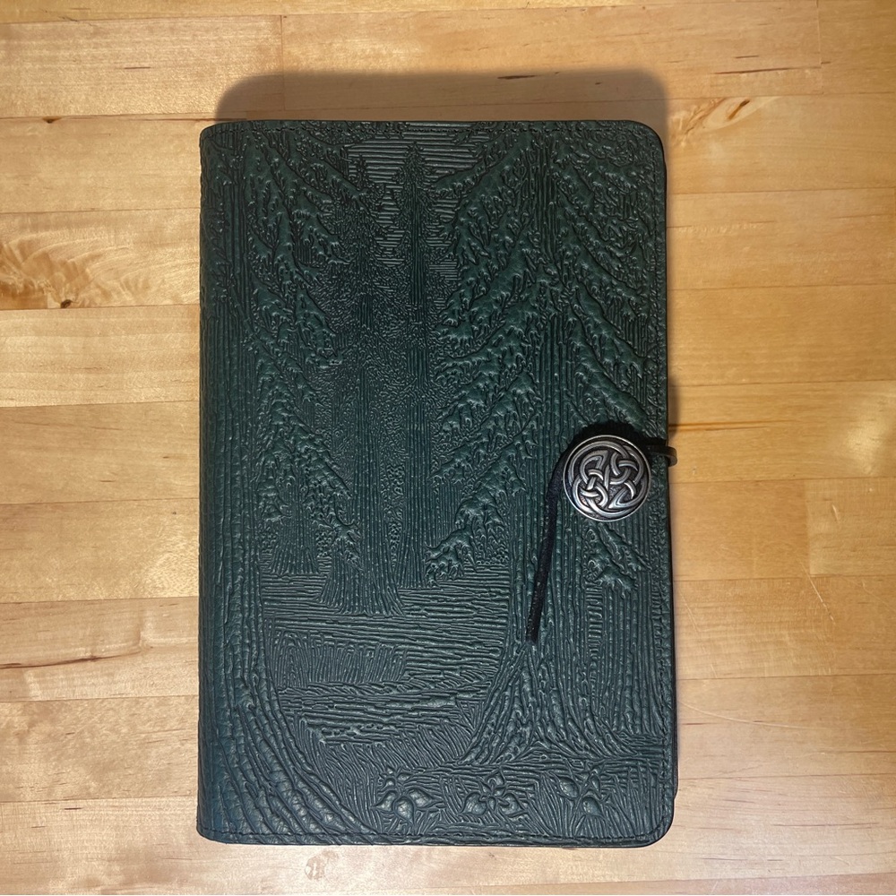 Oberon Design Embossed Leather Journal: Evergreen Forest
